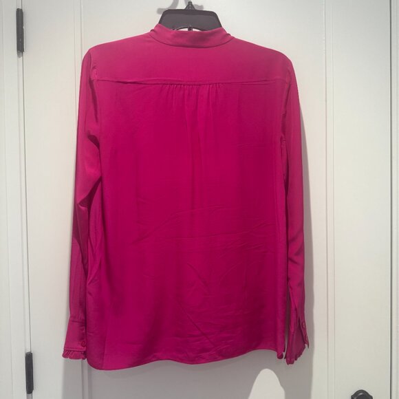 Kate Spade tie-neck blouse in hot pink. Long sleeves, button cuffs, great con - Picture 5 of 7